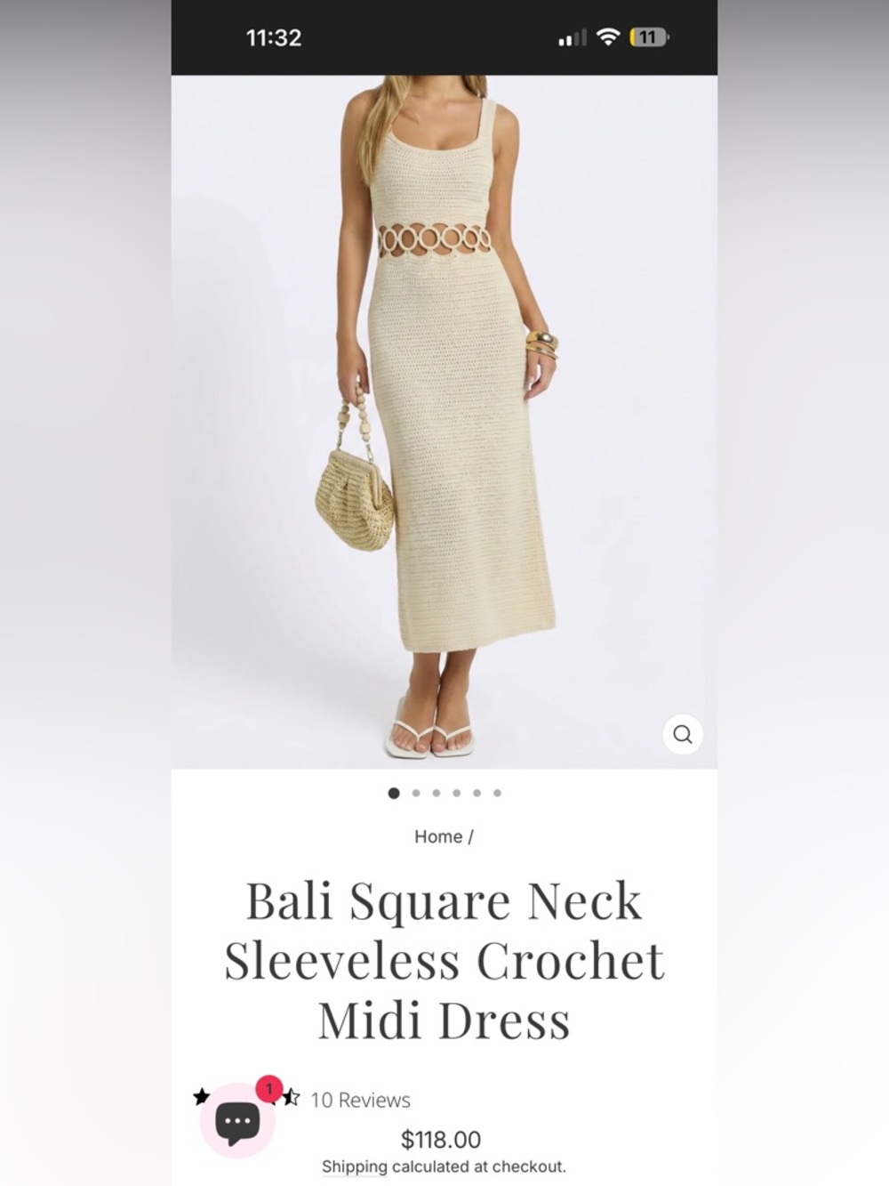 Le Lis Cream Crochet Maxi Dress with Ring Waist
